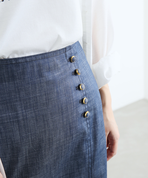 La TOTALITE(ラトータリテ)の「デニムタイトスカート(デニムスカート・レディース・ベージュ/ネイビー・36/38)」の9枚目の写真