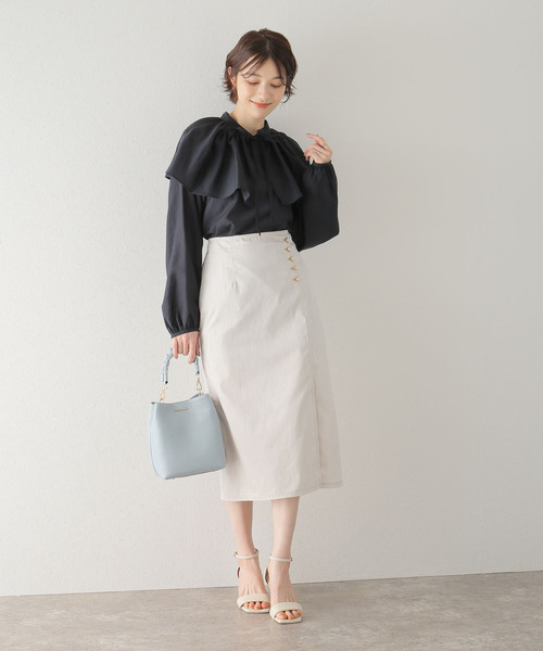 La TOTALITE(ラトータリテ)の「デニムタイトスカート(デニムスカート・レディース・ベージュ/ネイビー・36/38)」の11枚目の写真