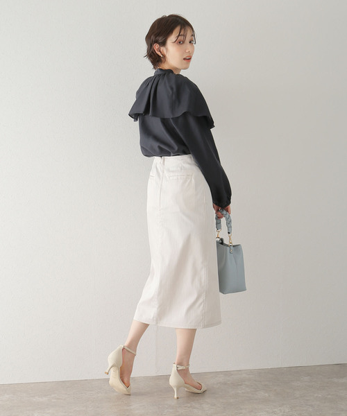 La TOTALITE(ラトータリテ)の「デニムタイトスカート(デニムスカート・レディース・ベージュ/ネイビー・36/38)」の12枚目の写真