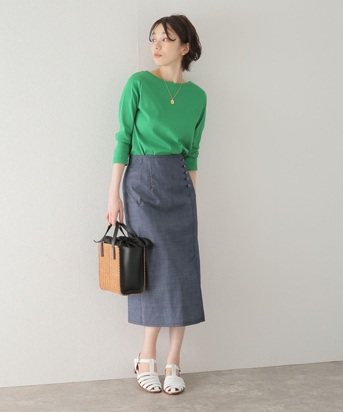 La TOTALITE(ラトータリテ)の「デニムタイトスカート(デニムスカート・レディース・ベージュ/ネイビー・36/38)」の15枚目の写真