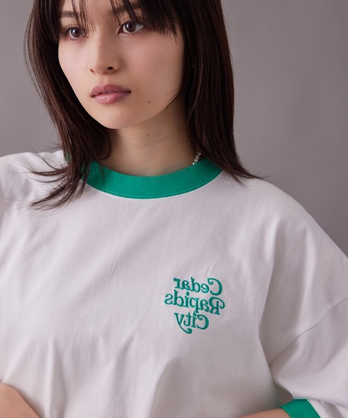 re_k by JUNRED（レクバイジュンレッド）の「【 re_k by JUNRED 】リンガーグラフィックTシャツ（Tシャツ/カットソー・メンズ・ホワイト/ホワイト系その他/チャコールグレー・S/M/L）」の9枚目の写真