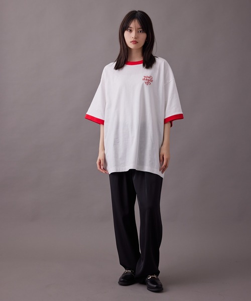re_k by JUNRED（レクバイジュンレッド）の「【 re_k by JUNRED 】リンガーグラフィックTシャツ（Tシャツ/カットソー・メンズ・ホワイト/ホワイト系その他/チャコールグレー・S/M/L）」の6枚目の写真