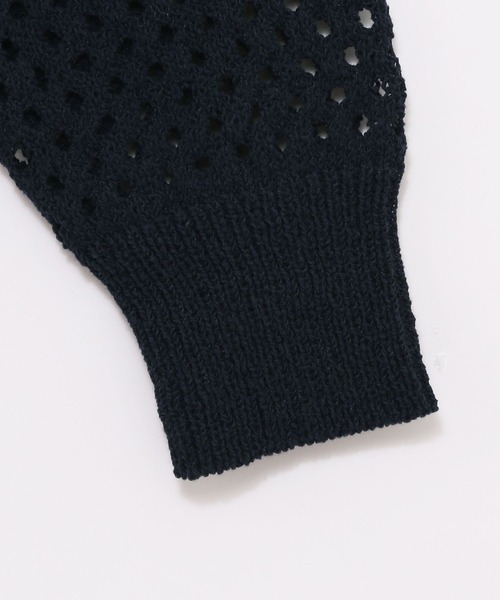 CHANEL メッシュ編み ブラック Vネック カーディガン CLEL】Openwork Loose Mesh Crew Neck Cardigan/透かし編み