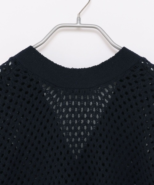 CHANEL メッシュ編み ブラック Vネック カーディガン niko and（ニコアンド）の「[MODE NORM CORE]透かしメッシュ