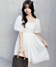 titty＆Co. PETIT by poyo（ティティーアンドコープティバイポヨ）の「【titty&Co.PETIT by POYO】パフスリーブシフォンミニワンピース（ワンピース）」