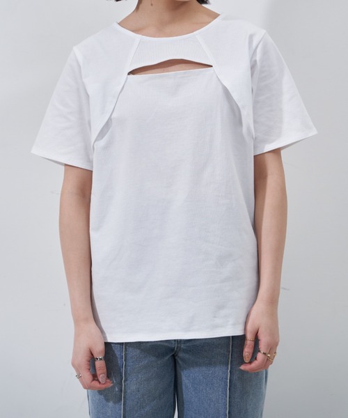 VANNIE U（ヴァニーユー）の「スリットボレロTシャツ（Tシャツ/カットソー・レディース・ホワイト/ブラック/ベージュ・FREE）」の21枚目の写真