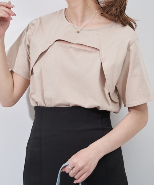 VANNIE U（ヴァニーユー）の「スリットボレロTシャツ（Tシャツ/カットソー・レディース・ホワイト/ブラック/ベージュ・FREE）」の13枚目の写真