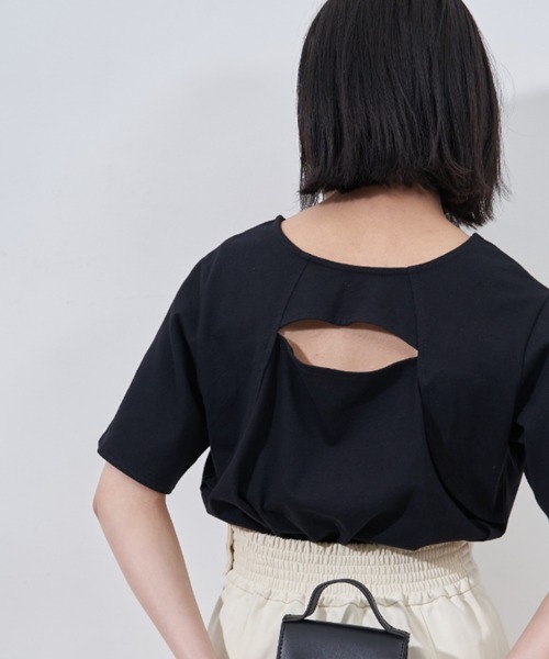 VANNIE U（ヴァニーユー）の「スリットボレロTシャツ（Tシャツ/カットソー・レディース・ホワイト/ブラック/ベージュ・FREE）」の10枚目の写真