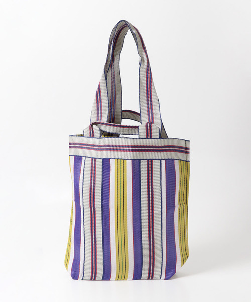 URBAN RESEARCH（アーバンリサーチ）の「W HANDLE STRIPE TOTE（トートバッグ・レディース・ブラック系その他/パープル系その他/オレンジ系その他・-）」の2枚目の写真