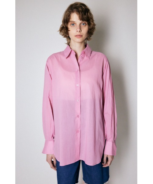 MOUSSY(マウジー)の「SHEER SLIT シャツ(シャツ/ブラウス・レディース・ピンク/アイボリー/ダークブラウン・FREE)」の4枚目の写真