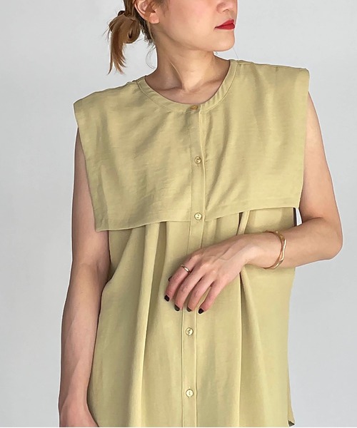 PICCIN(ピッチン)の「前後2WAYセーラーカラーノースリブラウス(シャツ/ブラウス・レディース・ブラック/オフホワイト/イエロー・M/L)」の3枚目の写真