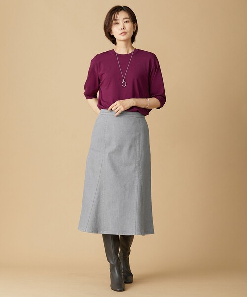J.PRESS(ジェイプレス)の「【洗える】 レーヨンエリートストレッチ パフスリーブ ニット(ニット/セーター・レディース・ダークグリーン系/ダルブルー系/パープル系/ブラック系・MEDIUM/LARGE)」の9枚目の写真
