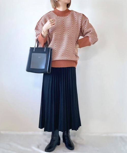 libelle more（リベル モア）の「ジャガード柄ハイネックオーバーニット（ニット/セーター・レディース・ブラック/イエロー/オレンジ/アイボリー・M/L）」の10枚目の写真