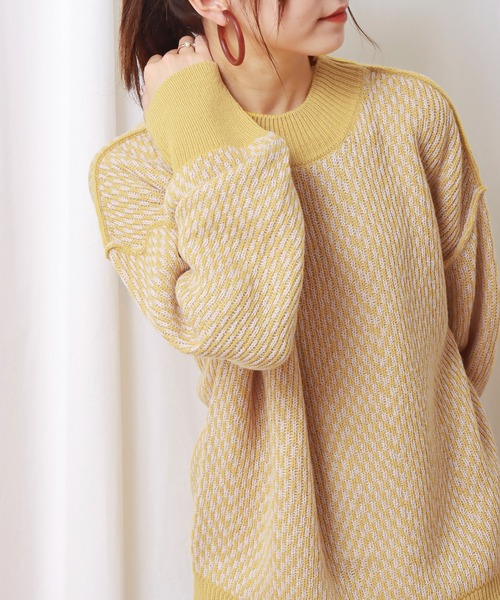 libelle more（リベル モア）の「ジャガード柄ハイネックオーバーニット（ニット/セーター・レディース・ブラック/イエロー/オレンジ/アイボリー・M/L）」の6枚目の写真