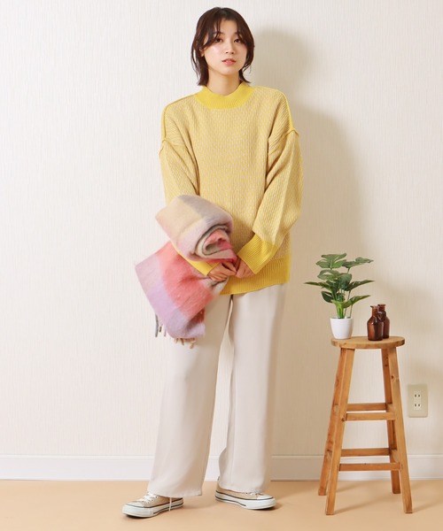 libelle more（リベル モア）の「ジャガード柄ハイネックオーバーニット（ニット/セーター・レディース・ブラック/イエロー/オレンジ/アイボリー・M/L）」の17枚目の写真