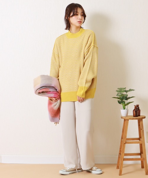 libelle more（リベル モア）の「ジャガード柄ハイネックオーバーニット（ニット/セーター・レディース・ブラック/イエロー/オレンジ/アイボリー・M/L）」の18枚目の写真