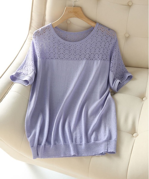 LOPASS(ロパス)の「ハーフスリーブ クルーネックトップス/Tシャツ(Tシャツ/カットソー・レディース・パープル/ピンク/ブルー/グリーン・FREE)」の17枚目の写真