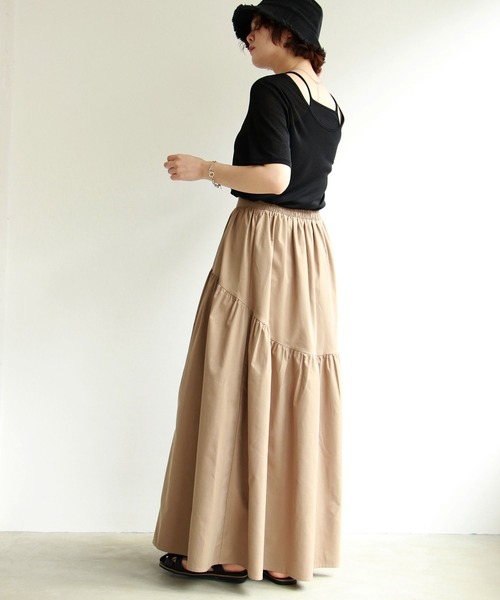 notch.（ノッチ）の「イレギュラーティアードマキシスカート（スカート・レディース・ブラック/ブラウン/オフホワイト・TM/M）」の10枚目の写真