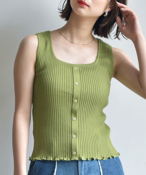 RETRO GIRL(レトロガール)の「リブニットタンク(ニット/セーター・レディース・ホワイト/ブラック/ダークブラウン/グリーン/ダークオレンジ/ブルー系その他/オレンジ系その他・FREE)」の5枚目の写真