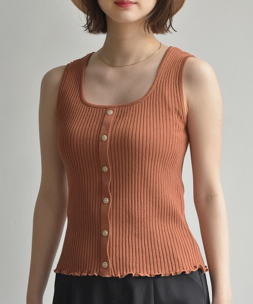 RETRO GIRL(レトロガール)の「リブニットタンク(ニット/セーター・レディース・ホワイト/ブラック/ダークブラウン/グリーン/ダークオレンジ/ブルー系その他/オレンジ系その他・FREE)」の7枚目の写真