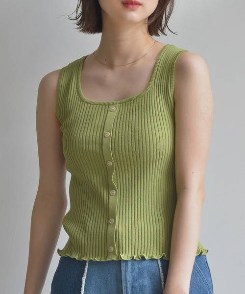 RETRO GIRL(レトロガール)の「リブニットタンク(ニット/セーター・レディース・ホワイト/ブラック/ダークブラウン/グリーン/ダークオレンジ/ブルー系その他/オレンジ系その他・FREE)」の9枚目の写真