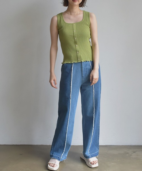 RETRO GIRL(レトロガール)の「リブニットタンク(ニット/セーター・レディース・ホワイト/ブラック/ダークブラウン/グリーン/ダークオレンジ/ブルー系その他/オレンジ系その他・FREE)」の18枚目の写真