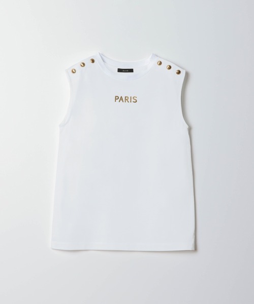 allureville（アルアバイル）の「ショルダーボタンノースリーブプルオーバー（Tシャツ/カットソー・レディース・ホワイト/ブラック/パープル・2）」の2枚目の写真