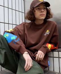 SEQUENZ（シークエンズ）の「【SEQUENZ】HAPPY LIFE CYCLE CREW NECK SWEAT / ハッピー スマイル 発泡プリント クルーネック スウェット（スウェット・メンズ）」