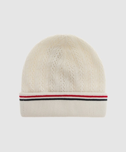 THOM BROWNE トムブラウン キャップ ニット帽 ニットキャップ rwb THOM BROWNE トムブラウン 帽子 ビーニー ニット帽 ネイビー