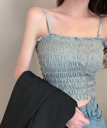【ストラップ取り外し可】カップ付き 2WAY シャーリング キャミソール インナー