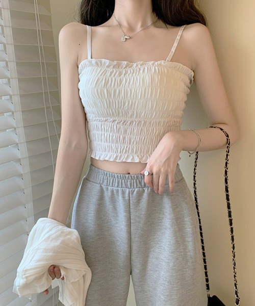 ALTROSE(アルトローズ)の「【ストラップ取り外し可】カップ付き 2WAY シャーリング キャミソール インナー(キャミソール・レディース・グレー/ブラック/キャメル/ホワイト・FREE)」の20枚目の写真