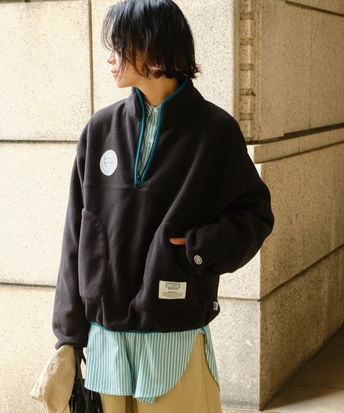 DISCUS ATHLETIC(ディスカス アスレチック)の「DISCUS ATHLETIC/ディスカス アスレチック カラーパイピンク ハーフジップ フリースプルオーバー(スウェット・レディース・ブルー/ブラック/ミント/ライトグレー・M/L)」の17枚目の写真