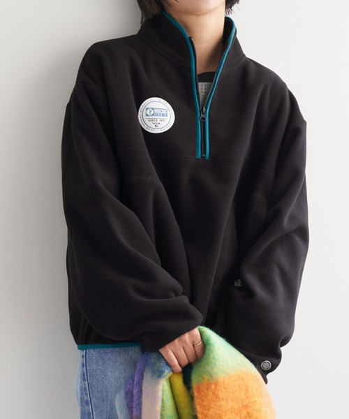 DISCUS ATHLETIC(ディスカス アスレチック)の「DISCUS ATHLETIC/ディスカス アスレチック カラーパイピンク ハーフジップ フリースプルオーバー(スウェット・レディース・ブルー/ブラック/ミント/ライトグレー・M/L)」の5枚目の写真