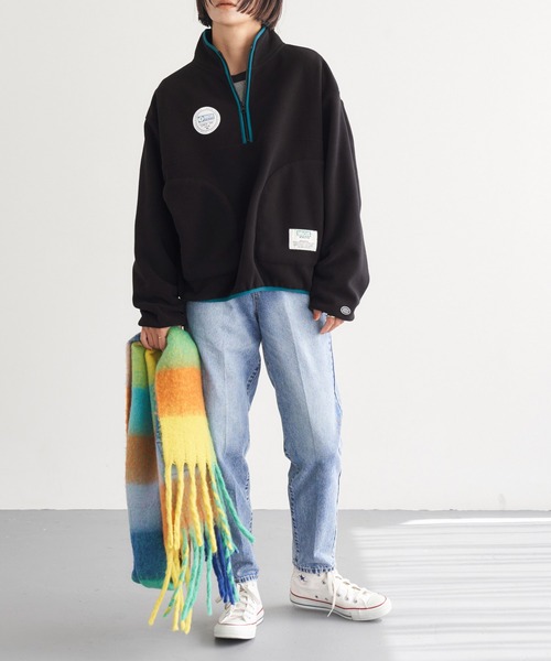 DISCUS ATHLETIC(ディスカス アスレチック)の「DISCUS ATHLETIC/ディスカス アスレチック カラーパイピンク ハーフジップ フリースプルオーバー(スウェット・レディース・ブルー/ブラック/ミント/ライトグレー・M/L)」の7枚目の写真