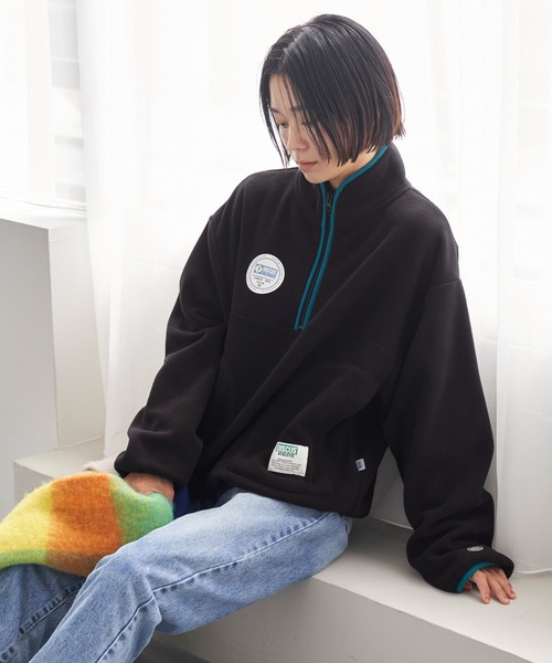 DISCUS ATHLETIC(ディスカス アスレチック)の「DISCUS ATHLETIC/ディスカス アスレチック カラーパイピンク ハーフジップ フリースプルオーバー(スウェット・レディース・ブルー/ブラック/ミント/ライトグレー・M/L)」の9枚目の写真