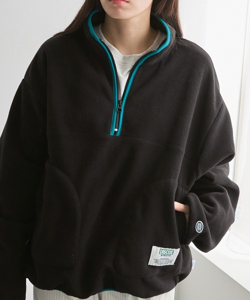 DISCUS ATHLETIC(ディスカス アスレチック)の「DISCUS ATHLETIC/ディスカス アスレチック カラーパイピンク ハーフジップ フリースプルオーバー(スウェット・レディース・ブルー/ブラック/ミント/ライトグレー・M/L)」の10枚目の写真