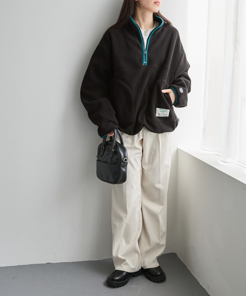 DISCUS ATHLETIC(ディスカス アスレチック)の「DISCUS ATHLETIC/ディスカス アスレチック カラーパイピンク ハーフジップ フリースプルオーバー(スウェット・レディース・ブルー/ブラック/ミント/ライトグレー・M/L)」の14枚目の写真