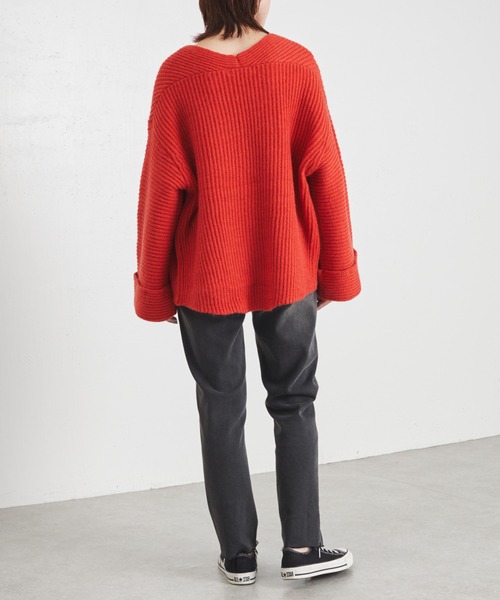 COLLAGE GALLARDAGALANTE（コラージュガリャルダガランテ）の「アルパカタッチオーバーカーディガン/手洗い可/WEB限定（カーディガン/ボレロ・レディース・ブラック/オレンジ/ブルー/グリーン・FREE）」の11枚目の写真