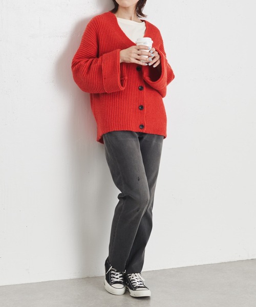 COLLAGE GALLARDAGALANTE（コラージュガリャルダガランテ）の「アルパカタッチオーバーカーディガン/手洗い可/WEB限定（カーディガン/ボレロ・レディース・ブラック/オレンジ/ブルー/グリーン・FREE）」の15枚目の写真