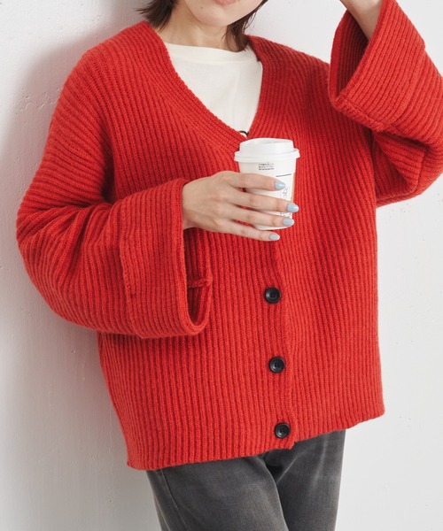 COLLAGE GALLARDAGALANTE（コラージュガリャルダガランテ）の「アルパカタッチオーバーカーディガン/手洗い可/WEB限定（カーディガン/ボレロ・レディース・ブラック/オレンジ/ブルー/グリーン・FREE）」の16枚目の写真