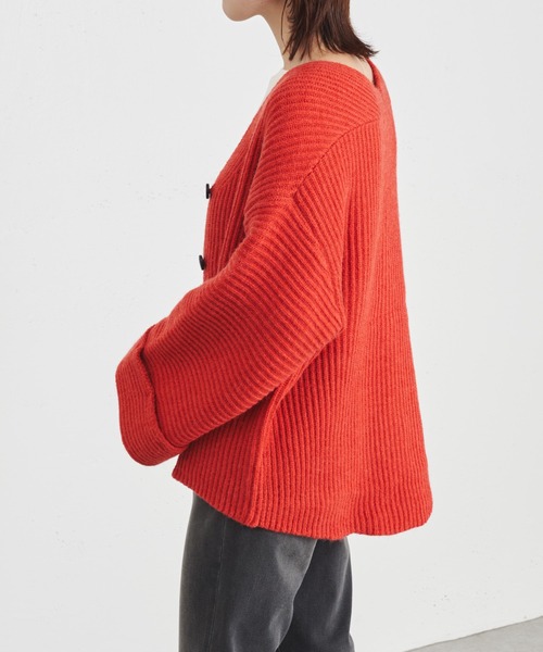 COLLAGE GALLARDAGALANTE（コラージュガリャルダガランテ）の「アルパカタッチオーバーカーディガン/手洗い可/WEB限定（カーディガン/ボレロ・レディース・ブラック/オレンジ/ブルー/グリーン・FREE）」の10枚目の写真