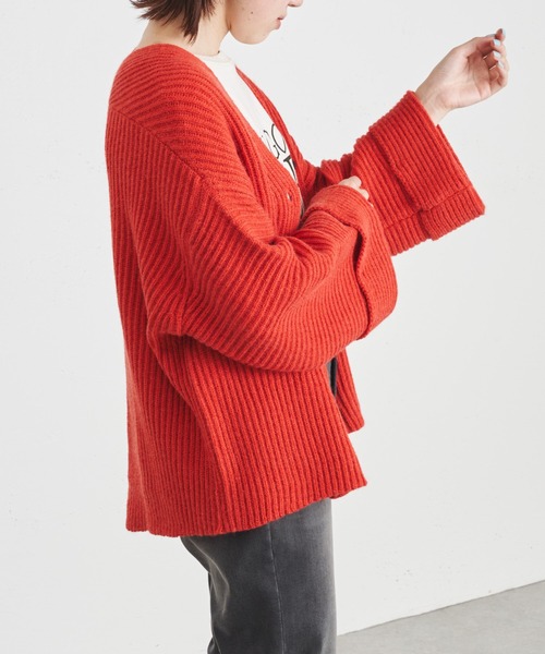 COLLAGE GALLARDAGALANTE（コラージュガリャルダガランテ）の「アルパカタッチオーバーカーディガン/手洗い可/WEB限定（カーディガン/ボレロ・レディース・ブラック/オレンジ/ブルー/グリーン・FREE）」の14枚目の写真