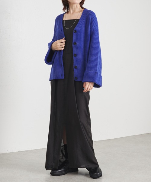 COLLAGE GALLARDAGALANTE（コラージュガリャルダガランテ）の「アルパカタッチオーバーカーディガン/手洗い可/WEB限定（カーディガン/ボレロ・レディース・ブラック/オレンジ/ブルー/グリーン・FREE）」の19枚目の写真