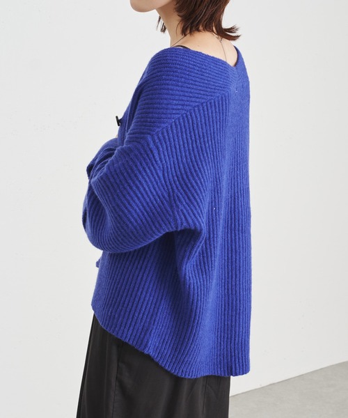 COLLAGE GALLARDAGALANTE（コラージュガリャルダガランテ）の「アルパカタッチオーバーカーディガン/手洗い可/WEB限定（カーディガン/ボレロ・レディース・ブラック/オレンジ/ブルー/グリーン・FREE）」の21枚目の写真