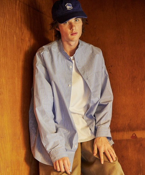 PEOPLESTYLE テクスチャーシャツ ストライプ リラックスフィット FREAK'S STORE/Relax Fit リラックスフィット シャドー