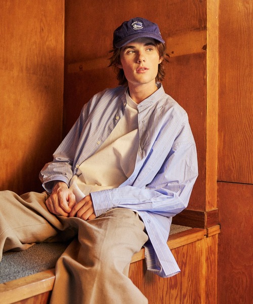 PEOPLESTYLE テクスチャーシャツ ストライプ リラックスフィット FREAK'S STORE/Relax Fit リラックスフィット シャドー