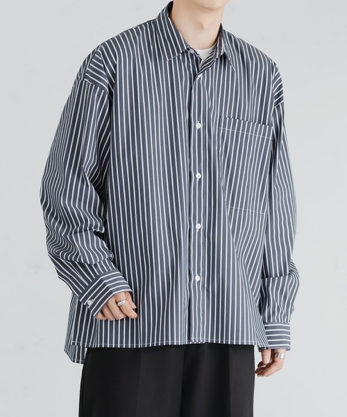 epnok（エプノック）の「サイドボタンストライプシャツ（シャツ/ブラウス・メンズ・サックスブルー/ブルー/グレイッシュブルー・SMALL/MEDIUM/LARGE）」の3枚目の写真