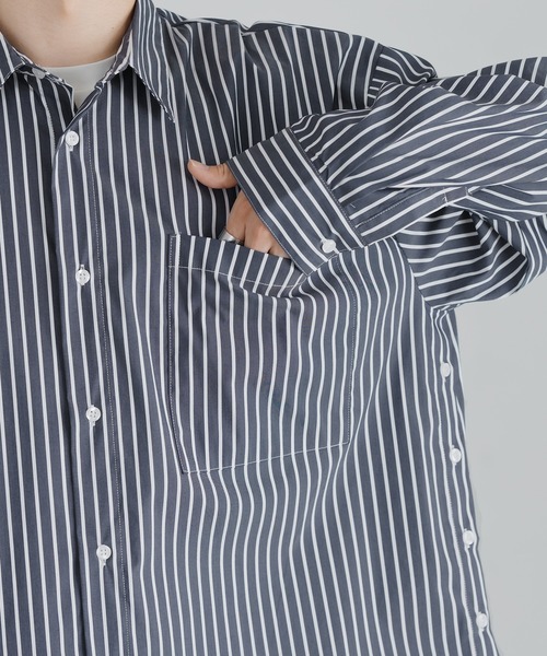 epnok（エプノック）の「サイドボタンストライプシャツ（シャツ/ブラウス・メンズ・サックスブルー/ブルー/グレイッシュブルー・SMALL/MEDIUM/LARGE）」の21枚目の写真