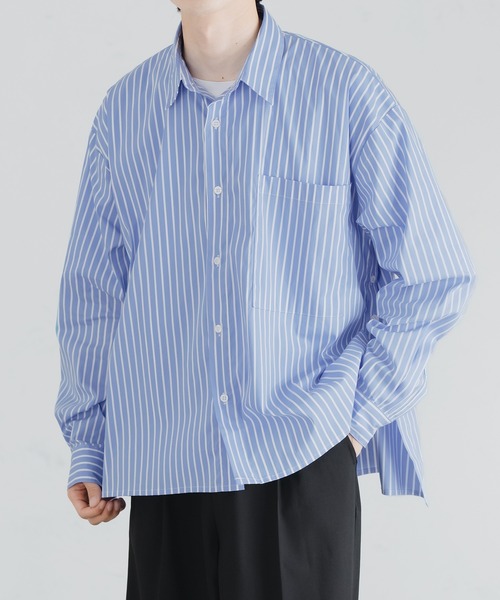epnok（エプノック）の「サイドボタンストライプシャツ（シャツ/ブラウス・メンズ・サックスブルー/ブルー/グレイッシュブルー・SMALL/MEDIUM/LARGE）」の4枚目の写真