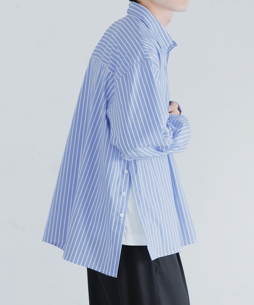 epnok（エプノック）の「サイドボタンストライプシャツ（シャツ/ブラウス・メンズ・サックスブルー/ブルー/グレイッシュブルー・SMALL/MEDIUM/LARGE）」の10枚目の写真